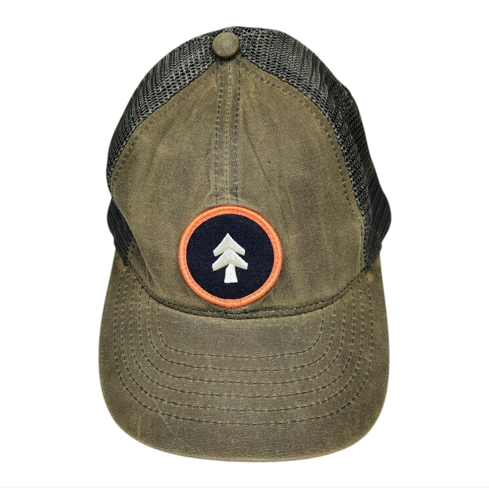 HUCKBERRY Waxed Canvas Tree Trucker Hat Strapback Mesh Patch Cap Olive Men's